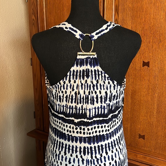 Ivanka Trump White, Navy & Black Printed Dress - Picture 3 of 4